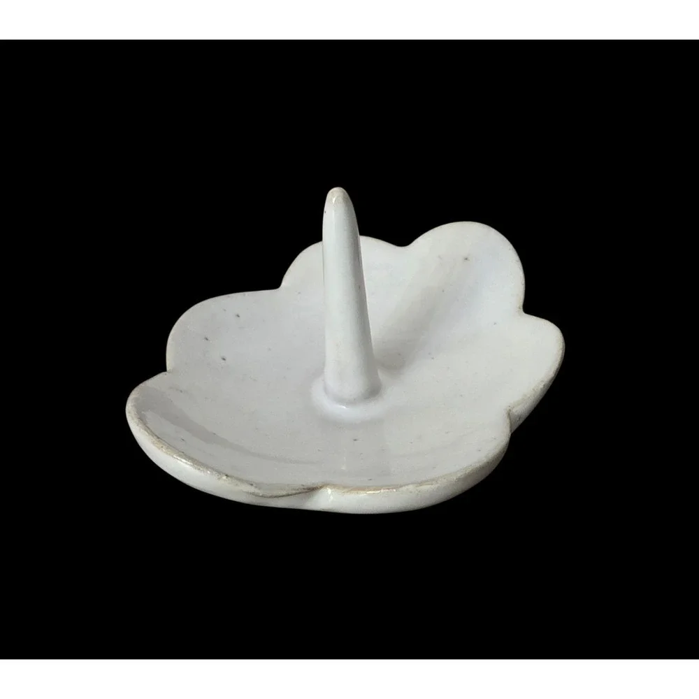 JD Wolfe‎ Pottery Flower Ring Jewelry Holder Trinket Dish Stoneware Handcrafted